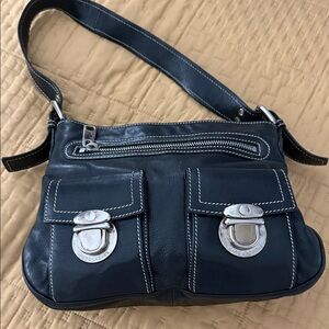 Marc Jacobs Black Leather Shoulder Bag with Silver Hardware